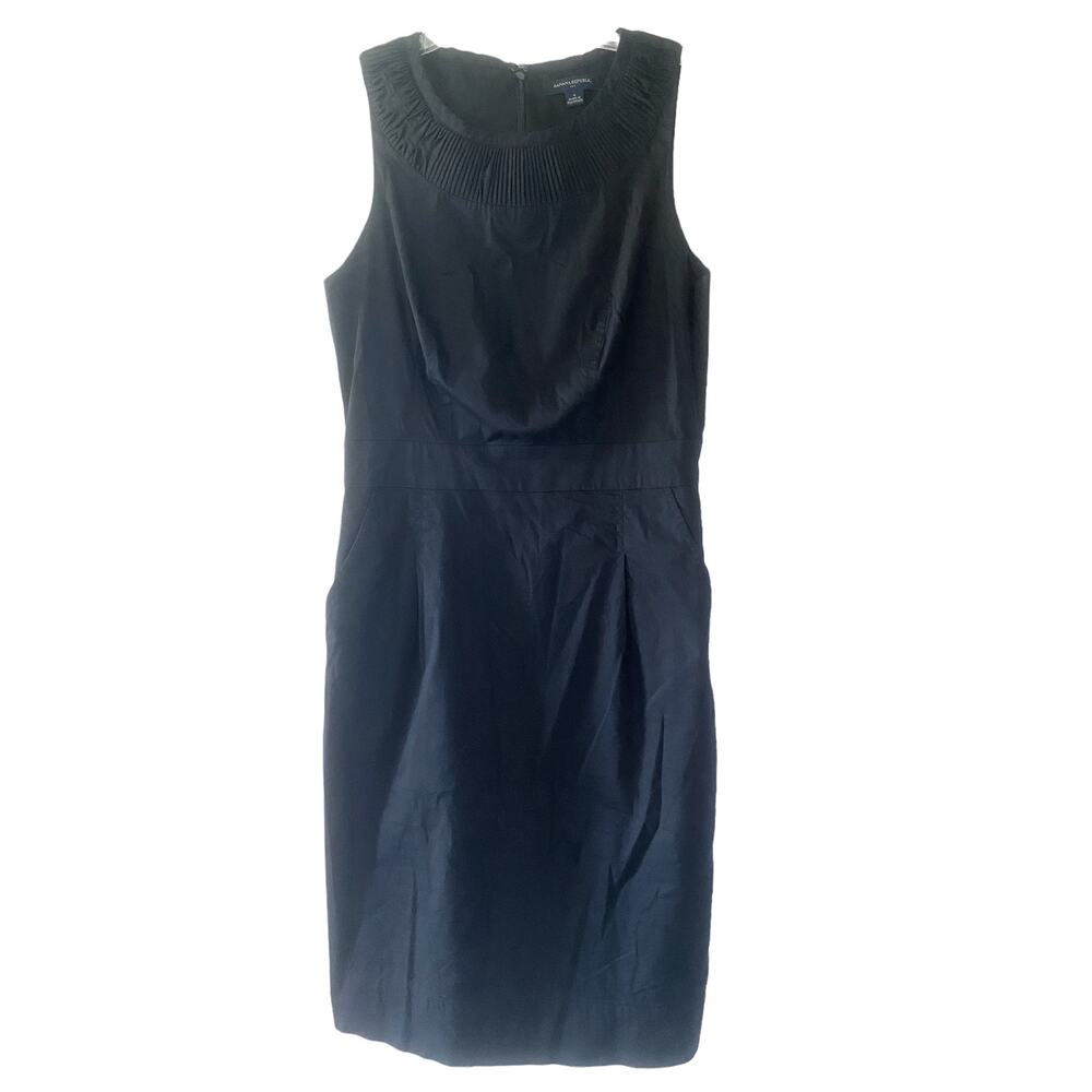 Banana Republic Black Sheath Dress Pockets Womens Size 4